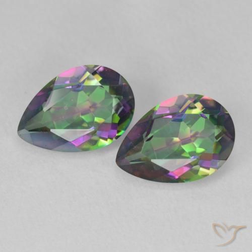 3.84ctw Natural Multicolorido Quartzo Místico, Formato de pêra, VVS-VS