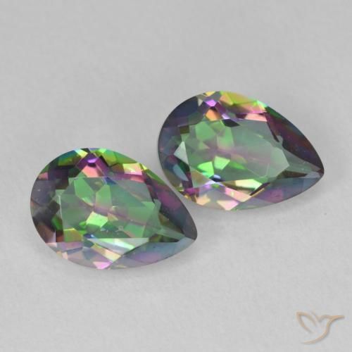 Pedras preciosas de Quartzo Místico Multicolorido natural de 3.84 ct, Formato de pêra, VVS-VS