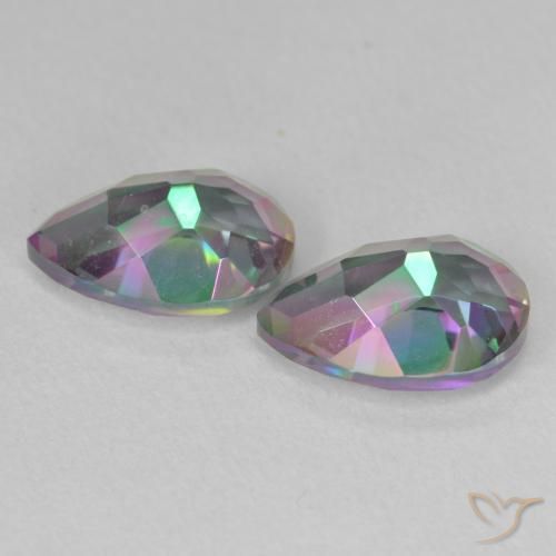 Pedras preciosas de Quartzo Místico Multicolorido natural de 3.84 ct, Formato de pêra, VVS-VS