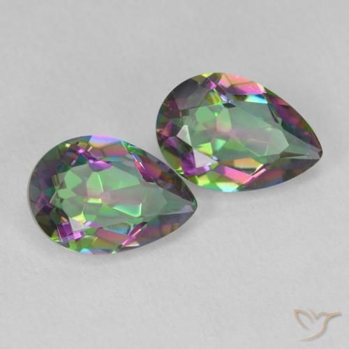 Pedras preciosas de Quartzo Místico Multicolorido natural de 3.75 ct, Formato de pêra, VVS-VS