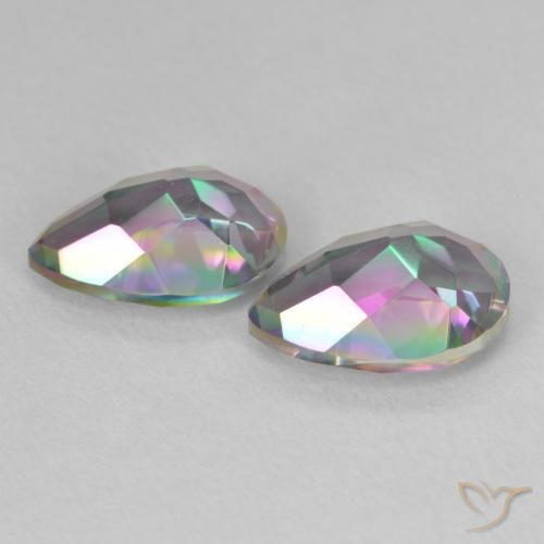 Pedras preciosas de Quartzo Místico Multicolorido natural de 3.75 ct, Formato de pêra, VVS-VS