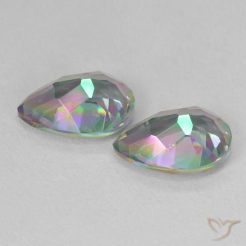 Pedras preciosas de Quartzo Místico Multicolorido natural de 3.71 ct, Formato de pêra, VVS-VS