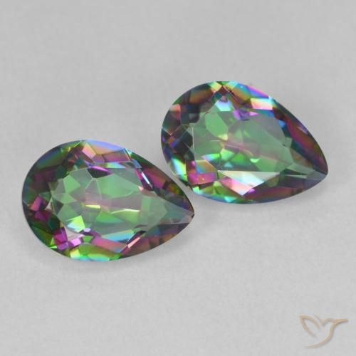 Pedras preciosas de Quartzo Místico Multicolorido natural de 3.72 ct, Formato de pêra, VVS-VS