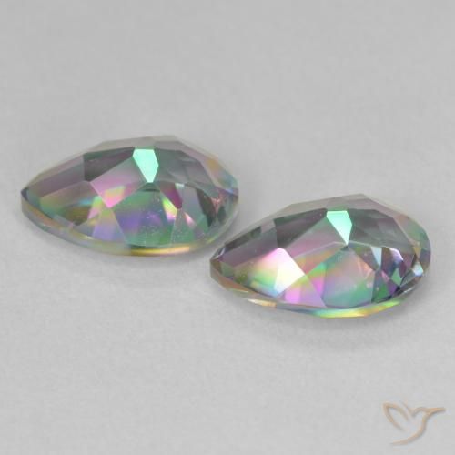 Pedras preciosas de Quartzo Místico Multicolorido natural de 3.72 ct, Formato de pêra, VVS-VS