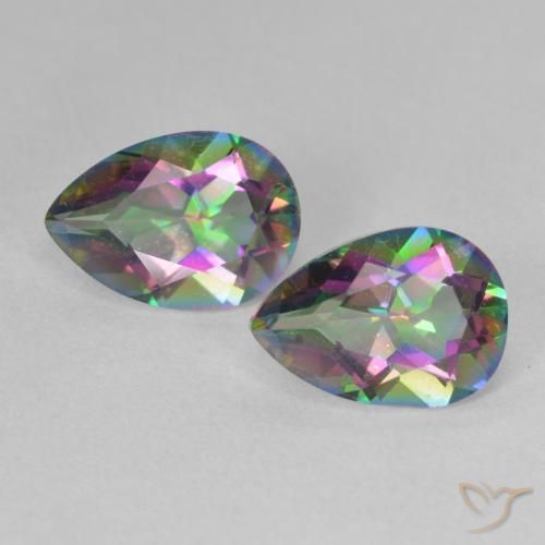 3.51ctw Natural Multicolorido Quartzo Místico, Formato de pêra, VVS-VS