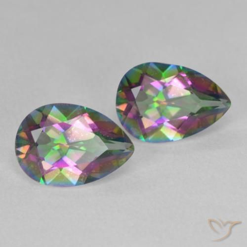Pedras preciosas de Quartzo Místico Multicolorido natural de 3.51 ct, Formato de pêra, VVS-VS