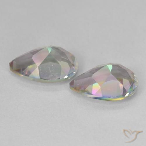 Pedras preciosas de Quartzo Místico Multicolorido natural de 3.51 ct, Formato de pêra, VVS-VS