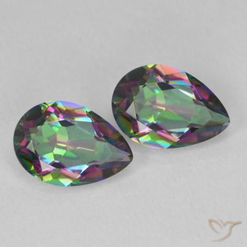 Pedras preciosas de Quartzo Místico Multicolorido natural de 3.66 ct, Formato de pêra, VVS-VS