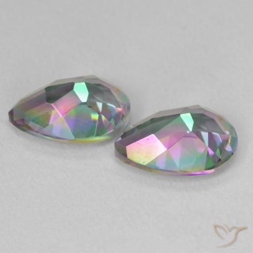 Pedras preciosas de Quartzo Místico Multicolorido natural de 3.66 ct, Formato de pêra, VVS-VS