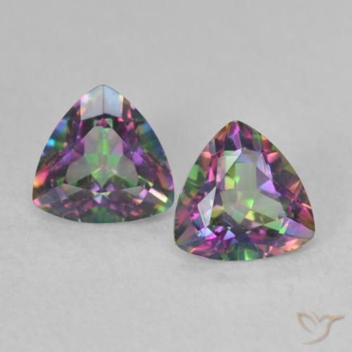 Pedras preciosas de Quartzo Místico Multicolorido natural de 0.90 ct, Trilhão, VVS-VS