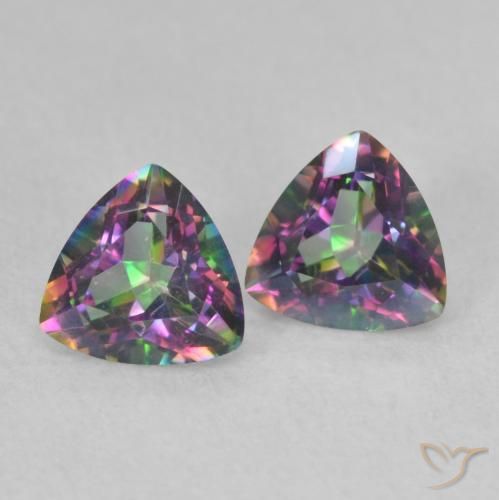 Pedras preciosas de Quartzo Místico Multicolorido natural de 0.90 ct, Trilhão, VVS-VS