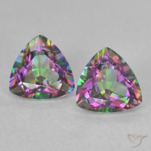 Pedras preciosas de Quartzo Místico Multicolorido natural de 0.89 ct, Trilhão, VVS-VS