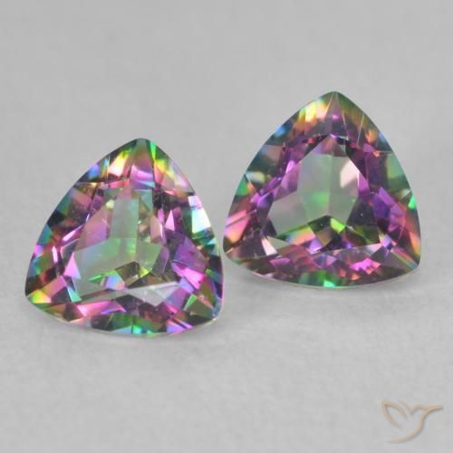 Pedras preciosas de Quartzo Místico Multicolorido natural de 0.89 ct, Trilhão, VVS-VS
