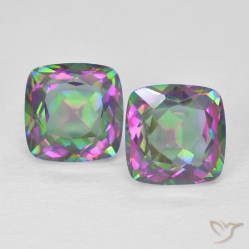 Pedras preciosas de Quartzo Místico Multicolorido natural de 3.22 ct, Almofada cortada, VVS