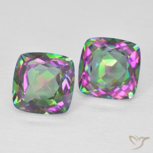 Pedras preciosas de Quartzo Místico Multicolorido natural de 3.22 ct, Almofada cortada, VVS