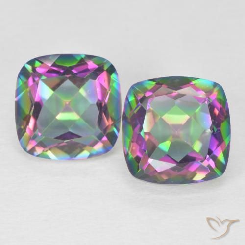 Pedras preciosas de Quartzo Místico Multicolorido natural de 4.33 ct, Almofada cortada, VVS-VS