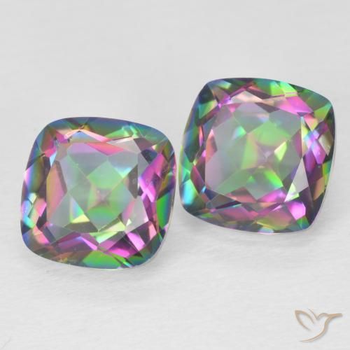 Pedras preciosas de Quartzo Místico Multicolorido natural de 4.33 ct, Almofada cortada, VVS-VS