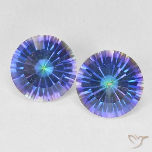 Pedras preciosas de quartzo místico multicolorido natural de 3,31 ct, corte redondo, VS