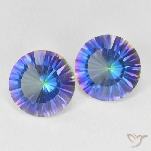 Pedras preciosas de quartzo místico multicolorido natural de 3,31 ct, corte redondo, VS