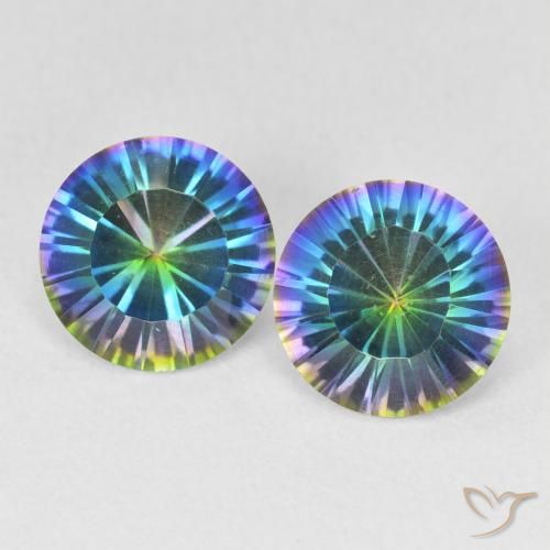 Pedras preciosas de quartzo místico multicolorido natural de 3,30 ct, corte redondo, VS
