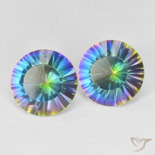 Pedras preciosas de quartzo místico multicolorido natural de 3,30 ct, corte redondo, VS