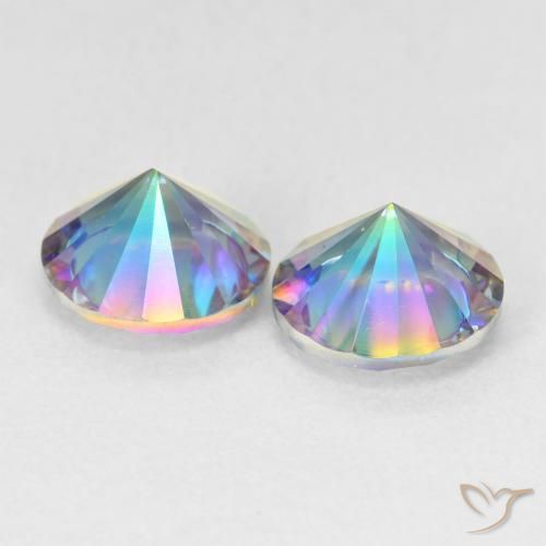 Pedras preciosas de quartzo místico multicolorido natural de 3,30 ct, corte redondo, VS