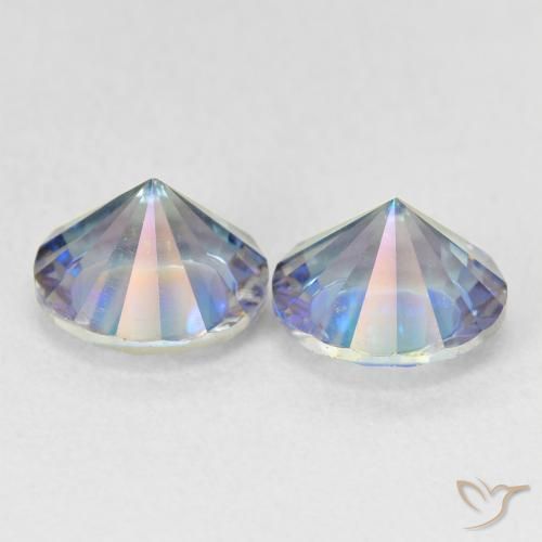 Pedras preciosas de Quartzo Místico Multicolor azul natural de 3.39 ct, Redondo, VVS-VS