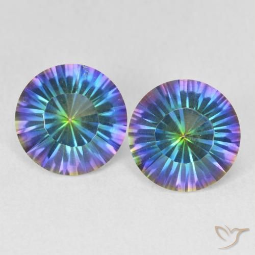 3.32ctw Natural Multicolor azul Quartzo Místico, Redondo, VVS-VS