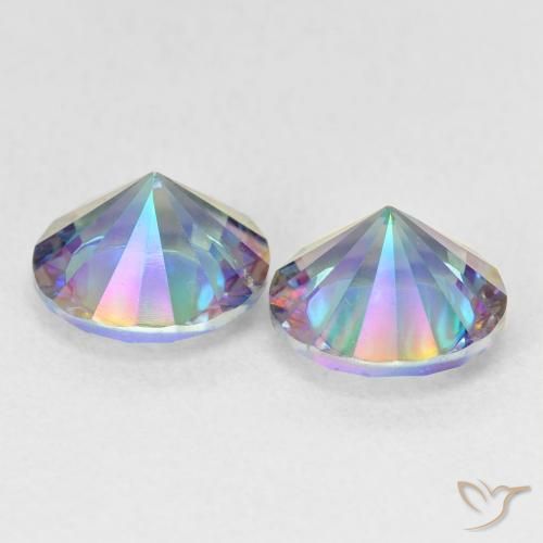 Pedras preciosas de Quartzo Místico Multicolor azul natural de 3.32 ct, Redondo, VVS-VS