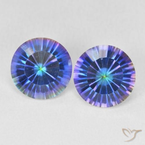 3.29ctw Natural Multicolor azul Quartzo Místico, Redondo, VVS-VS