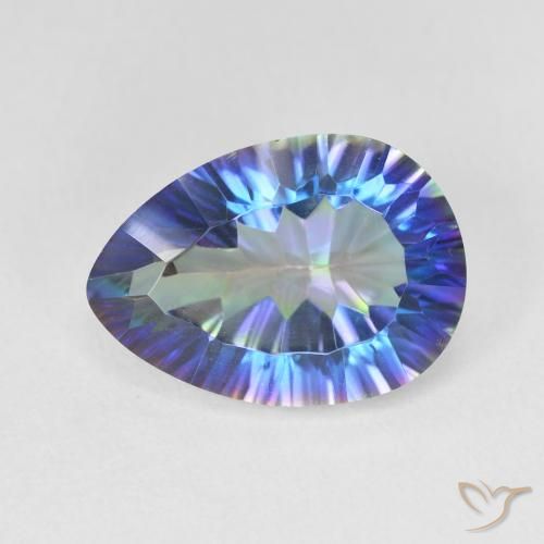 5.26ct Natural Multicolorido Quartzo Místico, Formato de pêra, VVS-VS