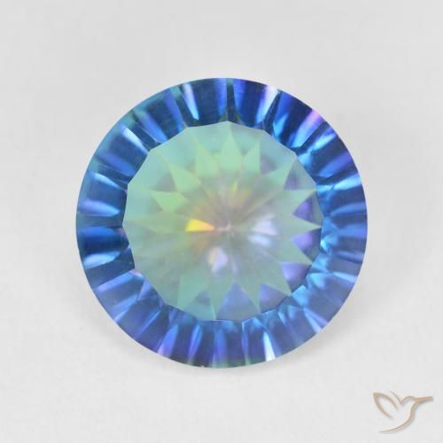 5.08ct Natural Multicolorido Quartzo Místico, Redondo, VVS-VS