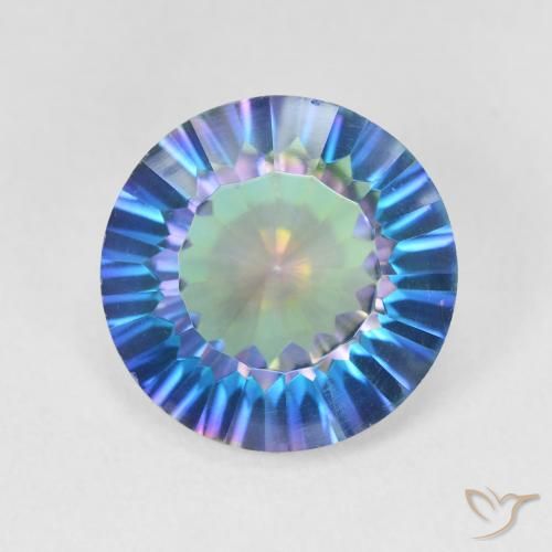 Quartzo místico multicolorido natural 5,18ct, corte redondo, VVS-VS