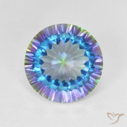 5.12ct Natural Multicolorido Quartzo Místico, Redondo, VVS-VS