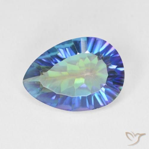 4.36ct Natural Multicolorido Quartzo Místico, Formato de pêra, VVS-VS