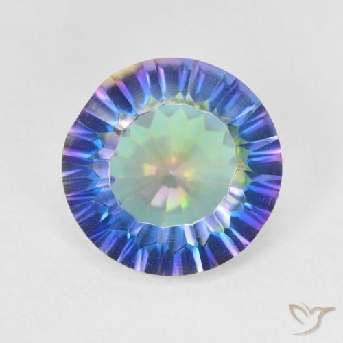 5.13ct Natural Multicolorido Quartzo Místico, Redondo, VVS-VS