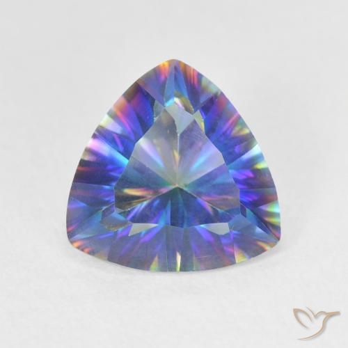 Quartzo místico multicolorido natural 2,02ct, trillion, VVS-VS