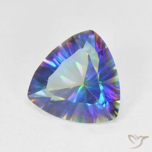 Quartzo místico multicolorido natural 2,02ct, trillion, VVS-VS
