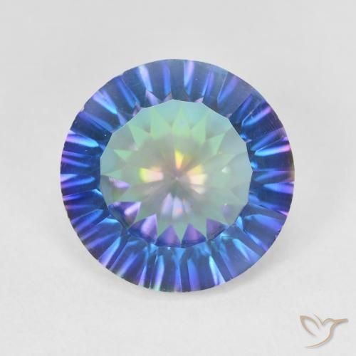 5.48ct Natural Multicolorido Quartzo Místico, Redondo, VVS-VS