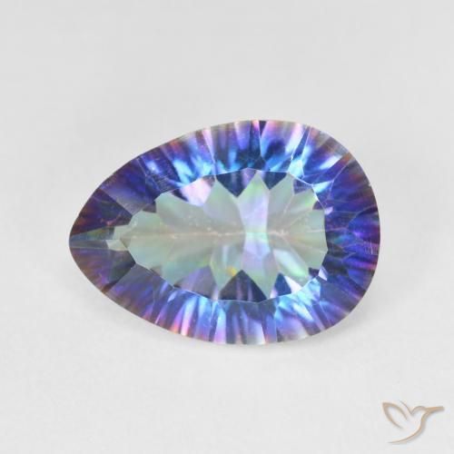 4.78ct Natural Multicolorido Quartzo Místico, Formato de pêra, VS