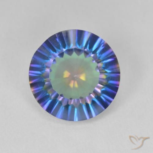 5.11ct Natural Multicolor azul Quartzo Místico, Redondo, VS