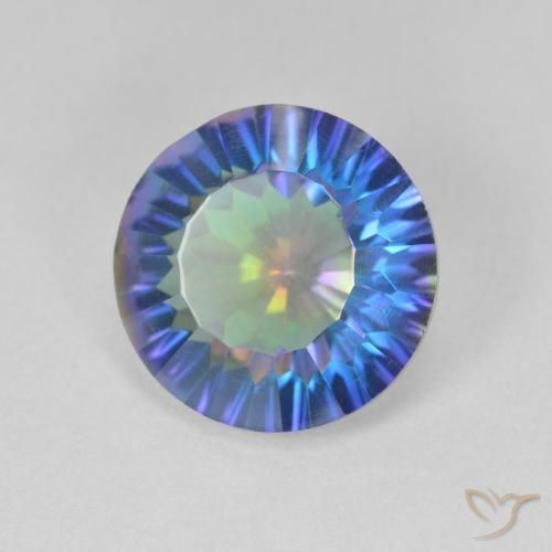Quartzo Místico Multicolor azul Natural 5.11ct, Redondo, VS