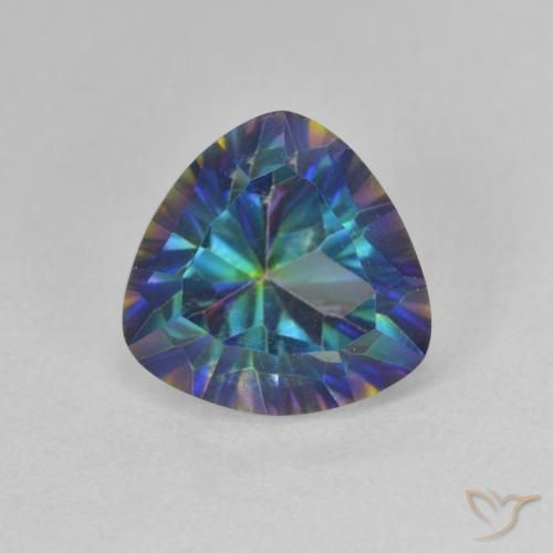 3.50ct Natural Multicolor azul Quartzo Místico, Trilhão, VS