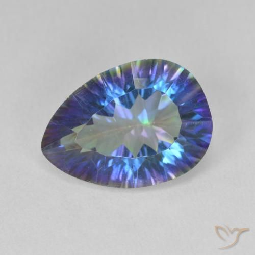 4.82ct Natural Multicolor azul Quartzo Místico, Formato de pêra, VS
