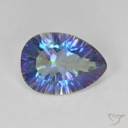 Quartzo Místico Multicolor azul Natural 4.82ct, Formato de pêra, VS