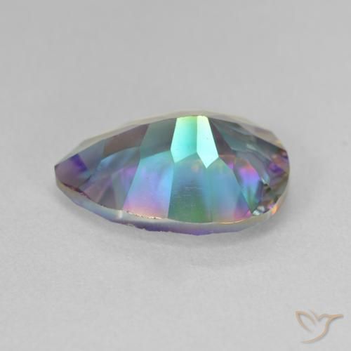 Quartzo Místico Multicolor azul Natural 4.85ct, Formato de pêra, VS