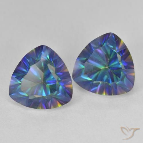 Pedras preciosas de Quartzo Místico Multicolor azul natural de 5.45 ct, Trilhão, VS