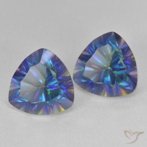 Pedras preciosas de Quartzo Místico Multicolor azul natural de 5.14 ct, Trilhão, VS