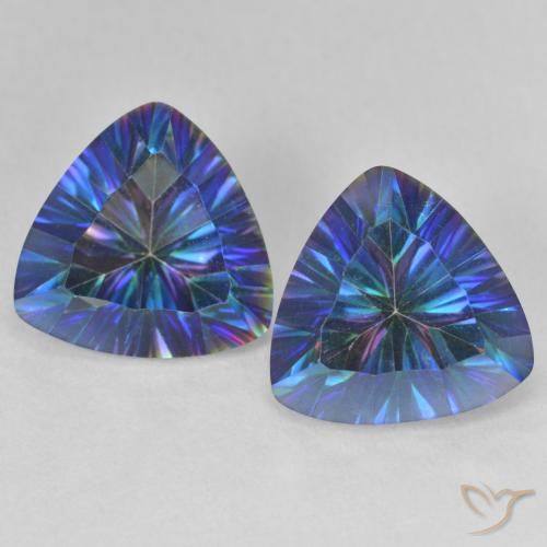 6.07ctw Natural Multicolor azul Quartzo Místico, Trilhão, VVS-VS
