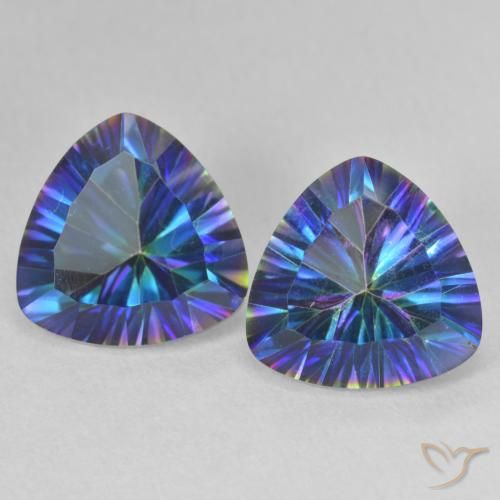 6.27ctw Natural Multicolor azul Quartzo Místico, Trilhão, VVS-VS